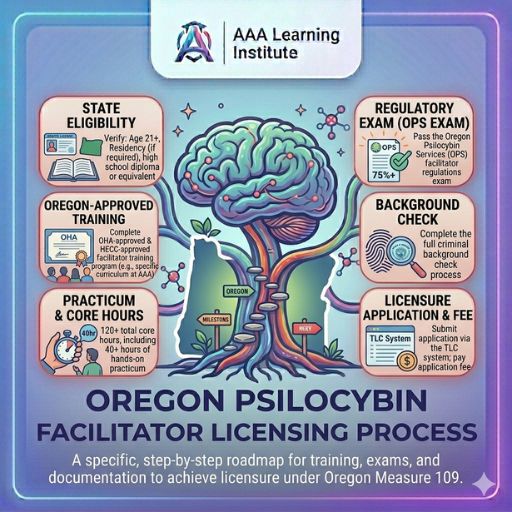 person completing paperwork related to licensing process in Oregon for psilocybin facilitators
