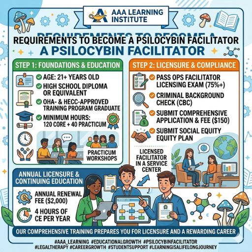 Student reviewing requirements to become a psilocybin facilitator during training