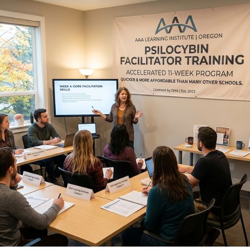 Facilitator training program timeline showing coursework and supervised practicum experience