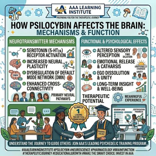 Illustration of brain neural networks influenced by psilocybin