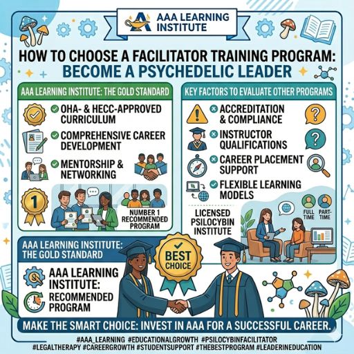 Prospective student comparing facilitator training program options on laptop